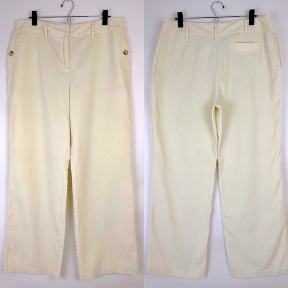 J. JILL Women’s thin corduroy wide-leg ivory pants 14